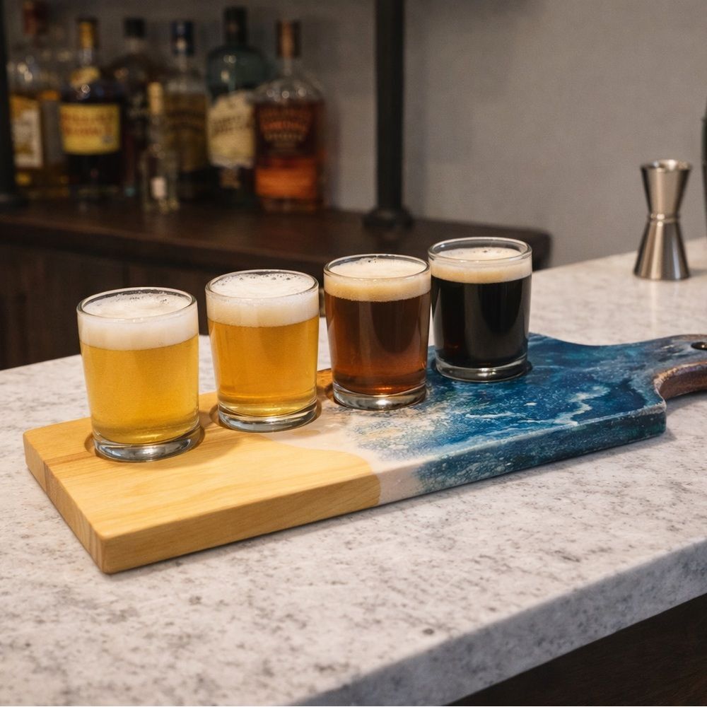 Artisan Beer Flight Paddle with Glasses